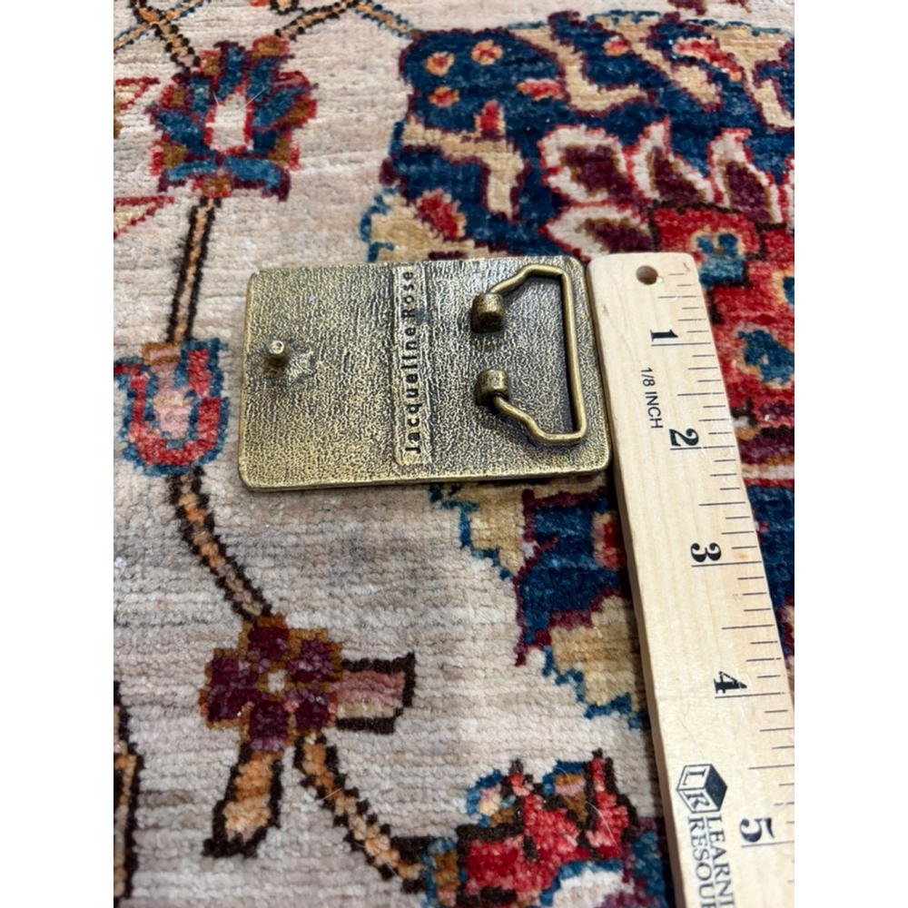 Vintage Jacqueline Rose Teal Enamel Rhinestone Belt Buckle Statement Glam - Picture 3 of 4